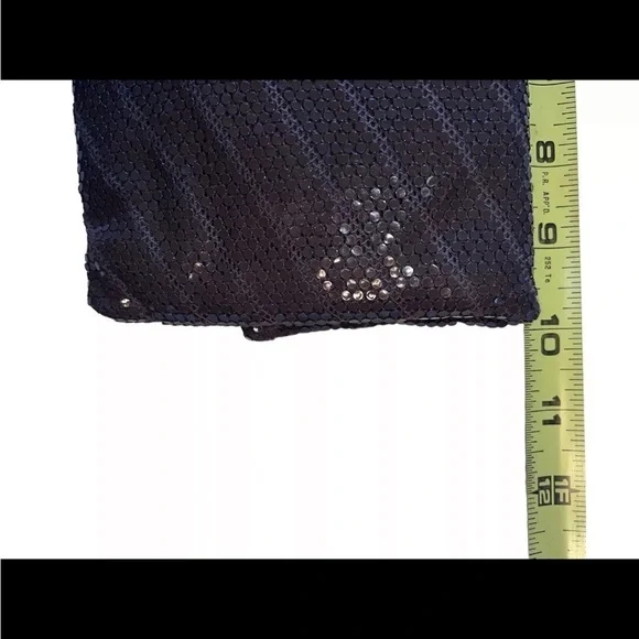 Black Chevron Sequins Envelope Clutch Purse with Strap - Picture 5 of 8